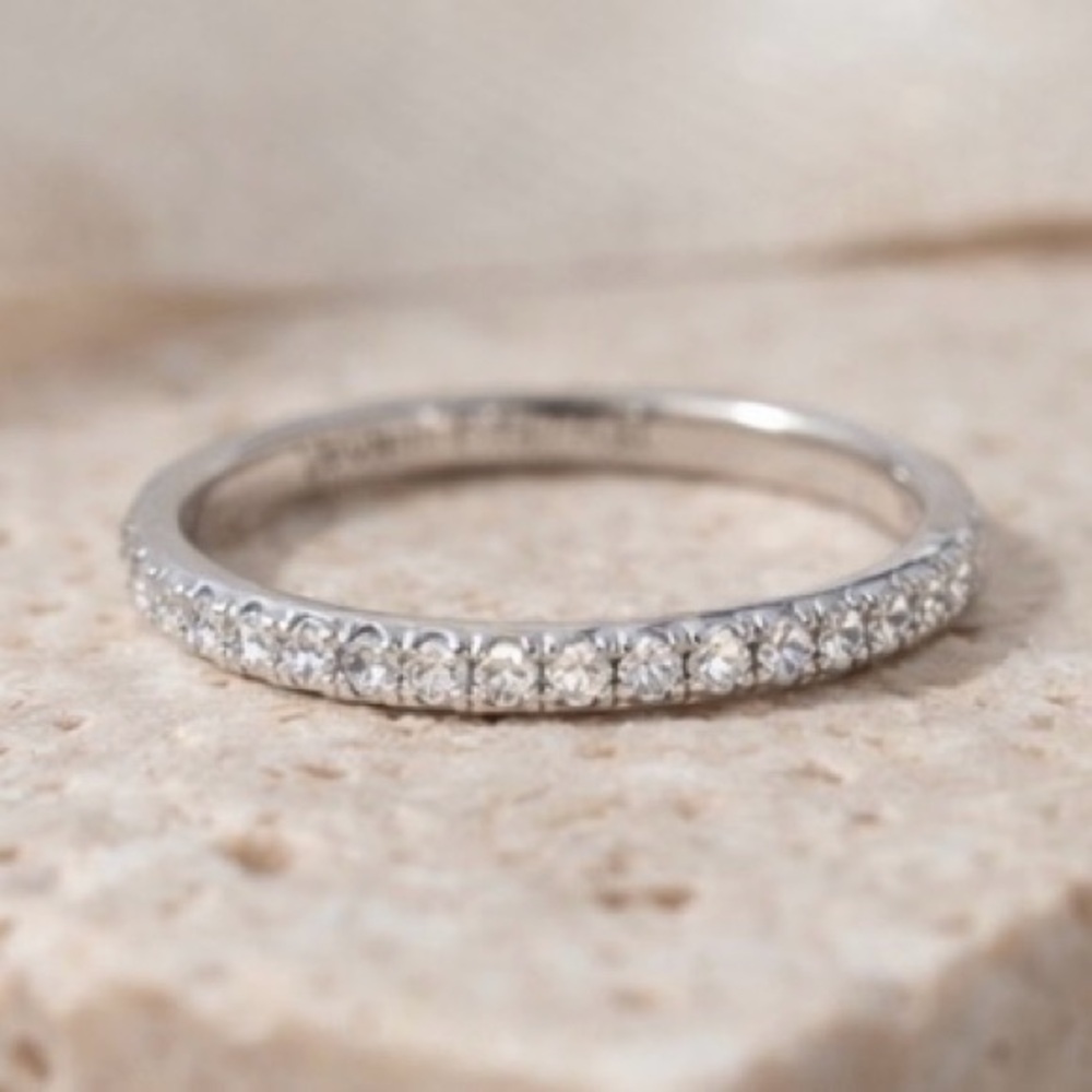 Moissanite Pave Band Ring D VVS1 Half Eternity Wedding Stacking Silver